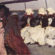George Hendrik Breitner Promenadendeck mit drei Damen oil painting